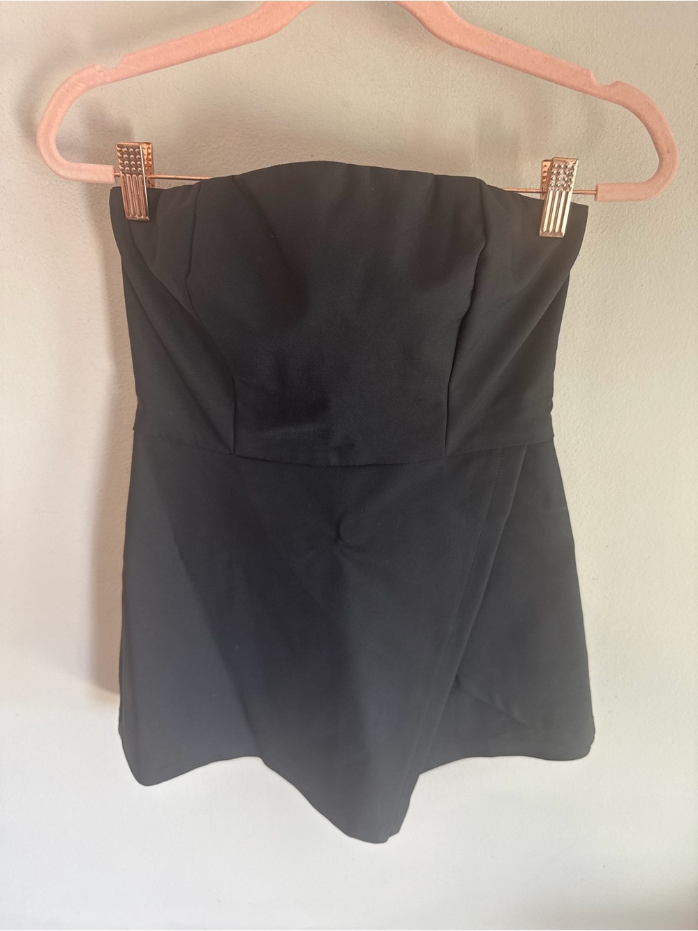 Polly Black Strapless Wrap Front‎ Skort Romper Size 12 Sweetheart Neckline Zip